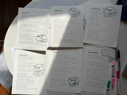 Handwritten Lyrics with Personalized Dedication